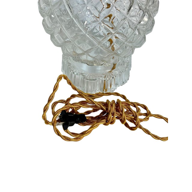 The House of Scalamandre Vintage Pressed Glass Table Lamp With Custom Scalamandre Style Tiger Print Shade For Sale - Image 4 of 11