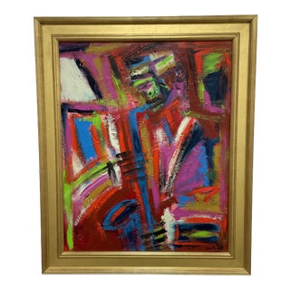 Original Painting Abstract Gold Framed Signed Smith 2006 For Sale
