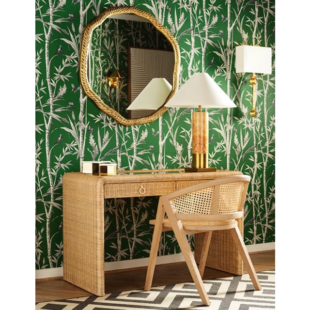 2020s Matthew Izzo Home Cadence Textured Antique Brass Round Wall Mirror For Sale - Image 5 of 5