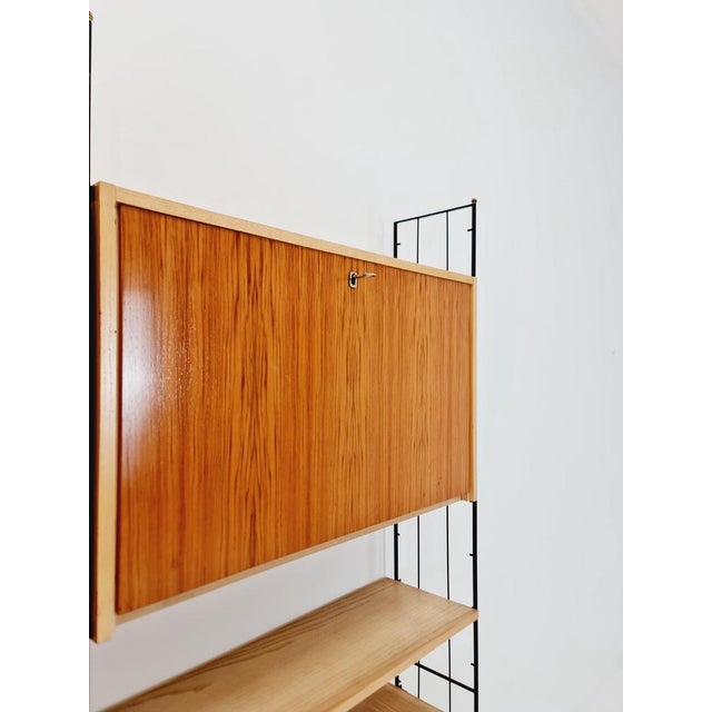 Freestanding String Shelf-System Unit Bookcase in Ash, Walnut & Metal from Koch Möbel, Germany, 1950s For Sale - Image 13 of 18