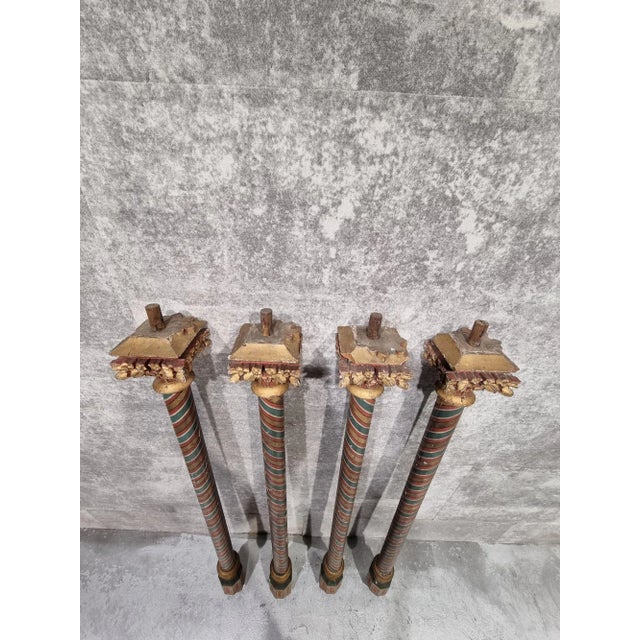 Painted and Gilded Wood Corinthian Columns, Set of 4 For Sale - Image 6 of 10