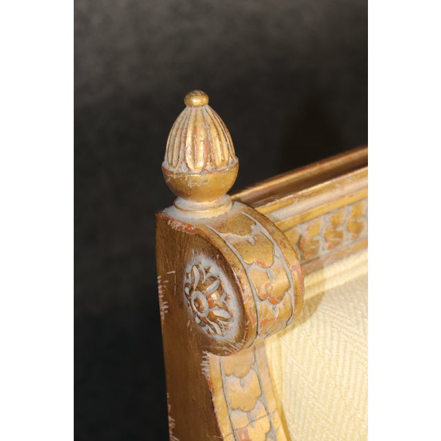 Vintage French Louis XVI Style Carved Gilt Settee C. 1960's For Sale - Image 10 of 12