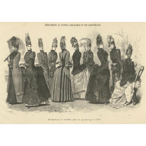 Journal des Dames et des Demoiselles, Panoramic Couture Study, 1887, Paper For Sale - Image 3 of 10