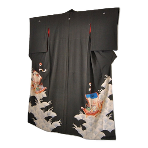 Antique Wall Display Japanese Silk Kimono Former Imperial Ka-Mons Paulownia