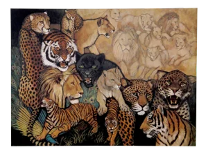 Caroline Schultz, Big Cat Compositions, Lithograph