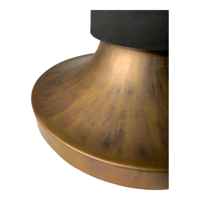 Lightolier Vintage Patinated Copper Pendant light fixture complete with glass lens that sits in center. This is a light...