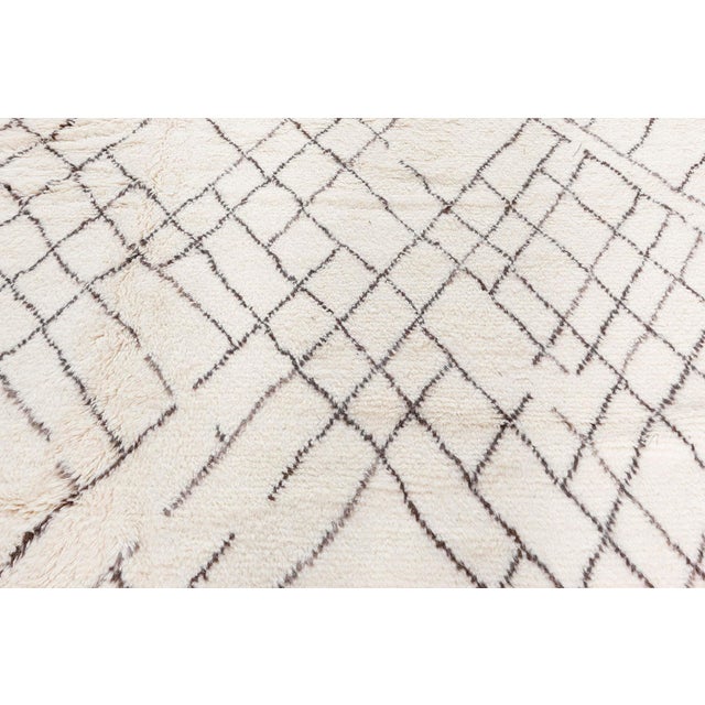 Tribal Modern Abstract Lattice Ivory Oversized Rug "Trace" by Doris Leslie Blau For Sale - Image 3 of 11