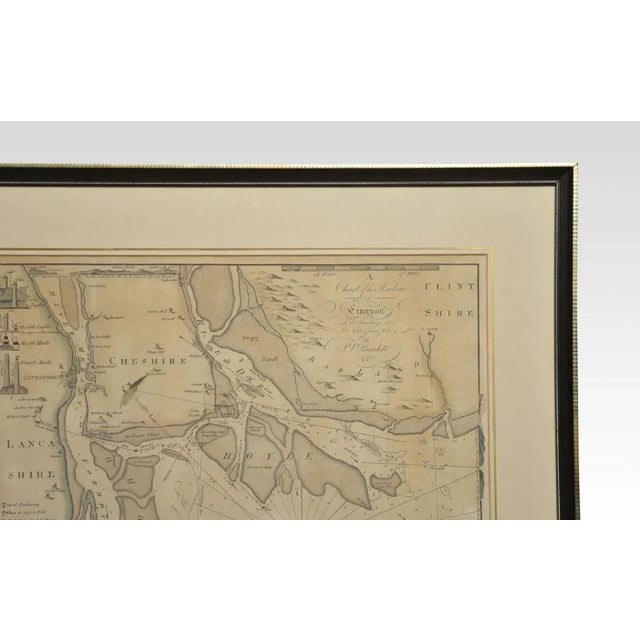 PL Burdett A Chart of the Harbour of Liverpool hand coloured. Encased in an ebonised frame. Dimensions Height 23.5 Inches...