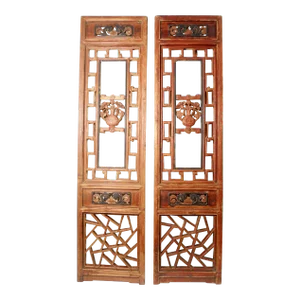 Early 19th Century Antique Chinese Screen PanelsCunninghamia Wood - A Pair