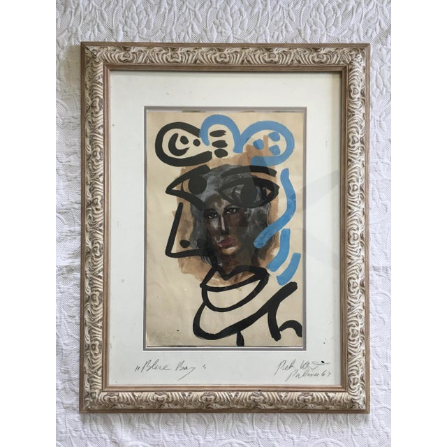 Glass “Blue Boy” Titled Painting by Peter Keil, Palma 1967 For Sale - Image 7 of 7