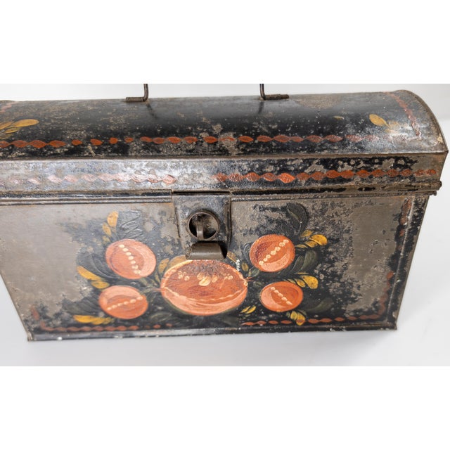 19th Century Primitive Americana Painted Toleware Tin Box For Sale - Image 10 of 15