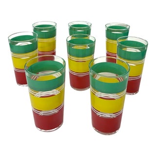 Summery Set of Colorful Striped Glasses For Sale