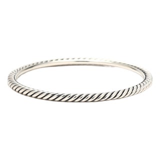 David Yurman Twisted Bangle Bracelet, Sterling Silver, 7.62 Inches For Sale