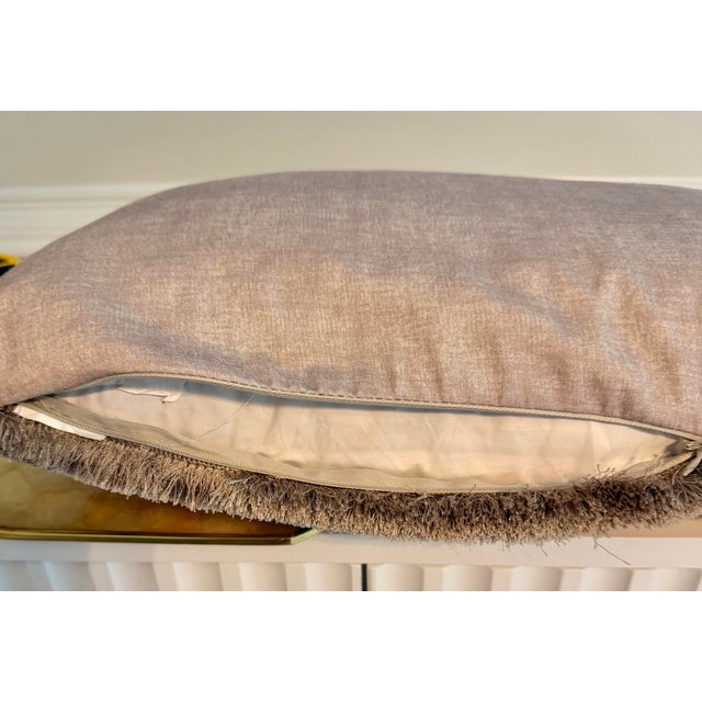 Lillian August Lillian August Home Embroidered Botanical Bird Lumbar Pillow With Fringe Trim and Down Insert For Sale - Image 4 of 6