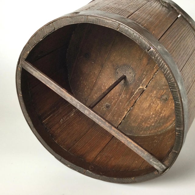 Large Rustic French Wood Grain Measurer Bucket For Sale - Image 4 of 11