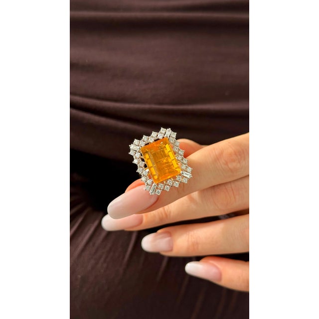 Metal Diamond Opal Ring, Necklace 18k Gold 11 TCW Certified For Sale - Image 7 of 18