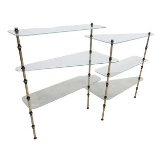 Glass and Brass Pastry Display Shelf, 1950s For Sale