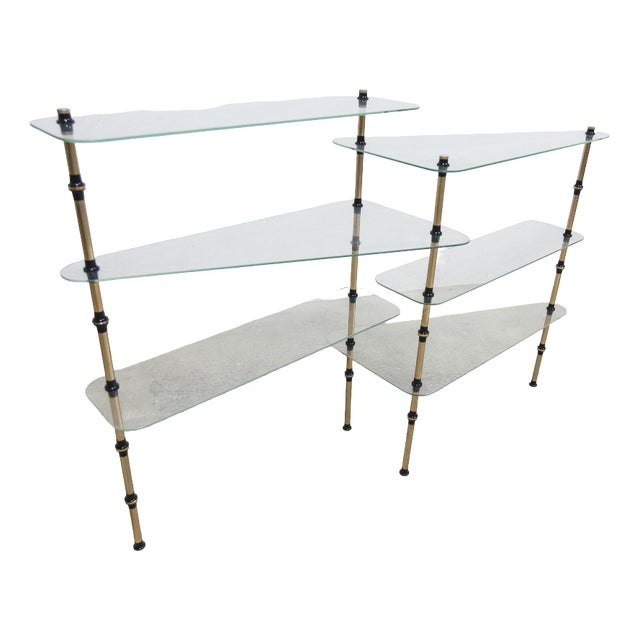 Glass and Brass Pastry Display Shelf, 1950s For Sale