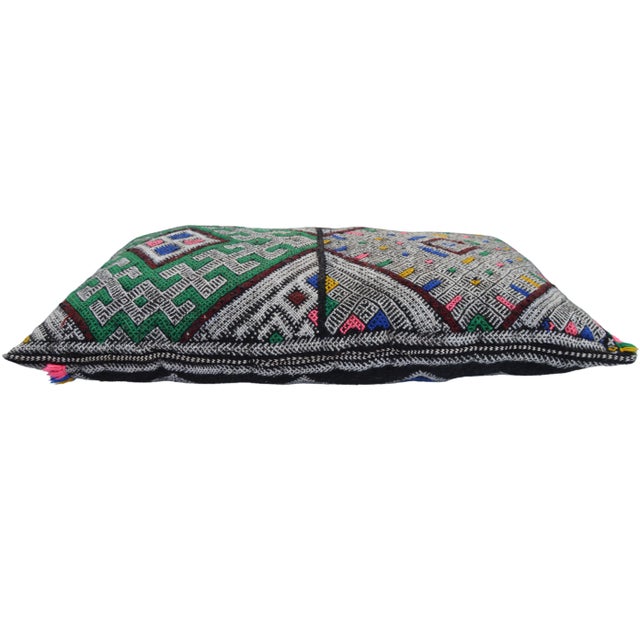 Antique Moroccan Colorful Diamonds Berber Wool Pillow For Sale - Image 4 of 11