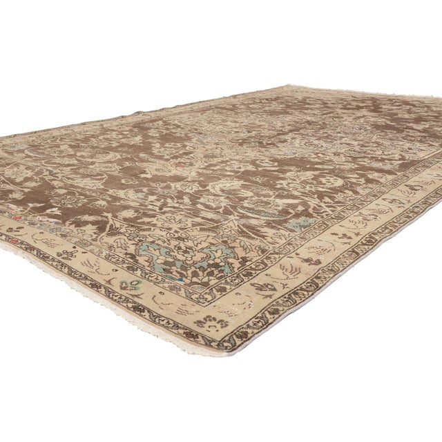 60961 Antique Persian Feridan Rug, 07'05 x 12'03. The Courtly Reverie: An Antique Persian Feridan Masterpiece of Noble...