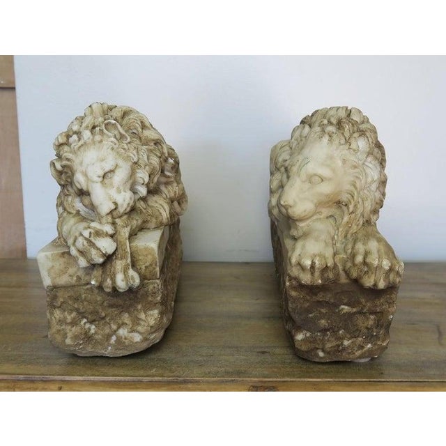 Pair of Carved Stone Replica Lions Originally by Antonio Canova For Sale - Image 4 of 10