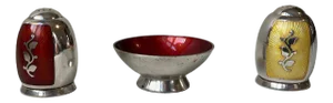 Salt & Pepper Set in Sterling Silver and Enamel from Volmer Bahner, 1960s, Set of 3