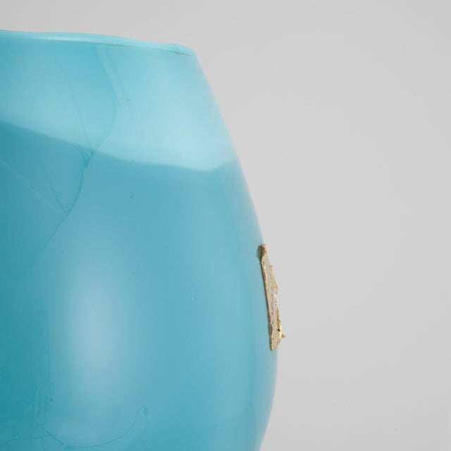 Mid-Century Modern 1960s Italian Teal Glass Goblet For Sale - Image 3 of 18