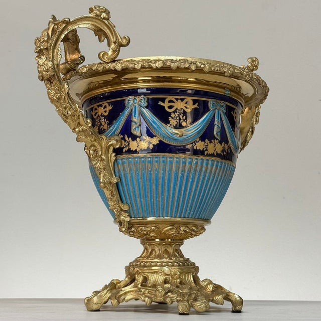 19th Century French Porcelain Vase in the Sèvres Style With Gilt Bronze Mounts For Sale - Image 16 of 18