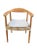 A stylish solid poplar and webbed Leather Seat Accent chair with cushion in very good condition. Very comfortable with or...