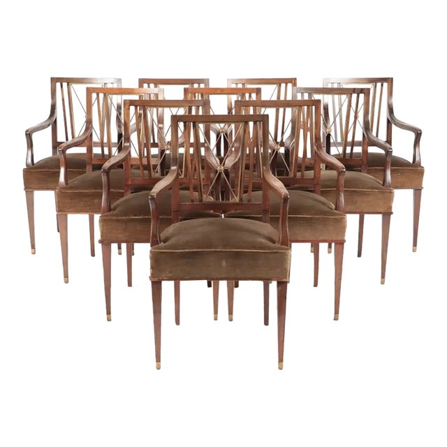 1950s Andre Arbus Style Dining Chairs - Set of 10 For Sale