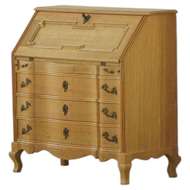 Vintage Danish Oak Drop‑Front Secretaire, 1950s For Sale - Image 18 of 18
