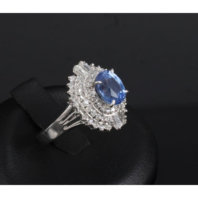 Metal Late 20th Century Rare 2.09ct Gia Ceylon No Heat Sapphire & 0.69ct Diamond Platinum Ring Size 5.25 For Sale - Image 7 of 17