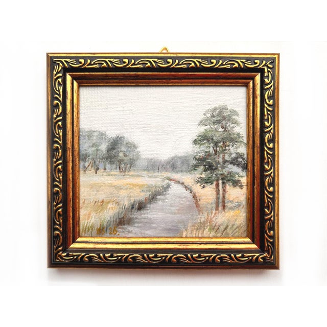 Framed Landscape Original Painting Art Summer Antique Style by Valeriya Serova For Sale - Image 9 of 9