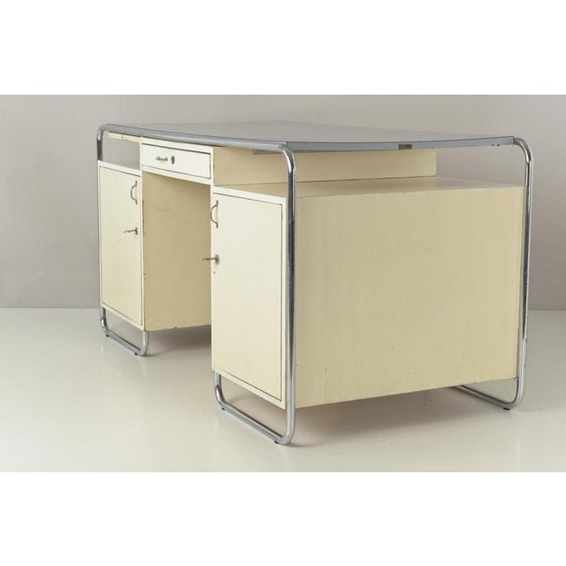 Large Vintage German Steel Tube Desk, 1950 For Sale - Image 3 of 18