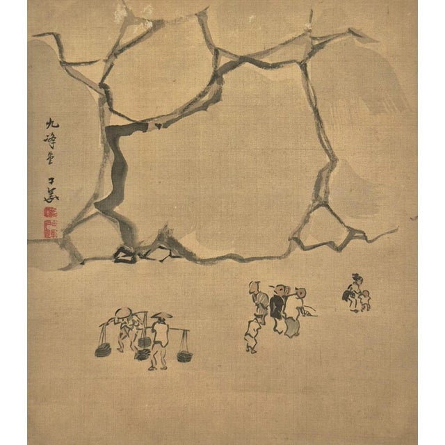 Set of 4 Antique Japanese Paintings of Landscapes, Temple and Country Scenes – Newly Framed For Sale - Image 9 of 9