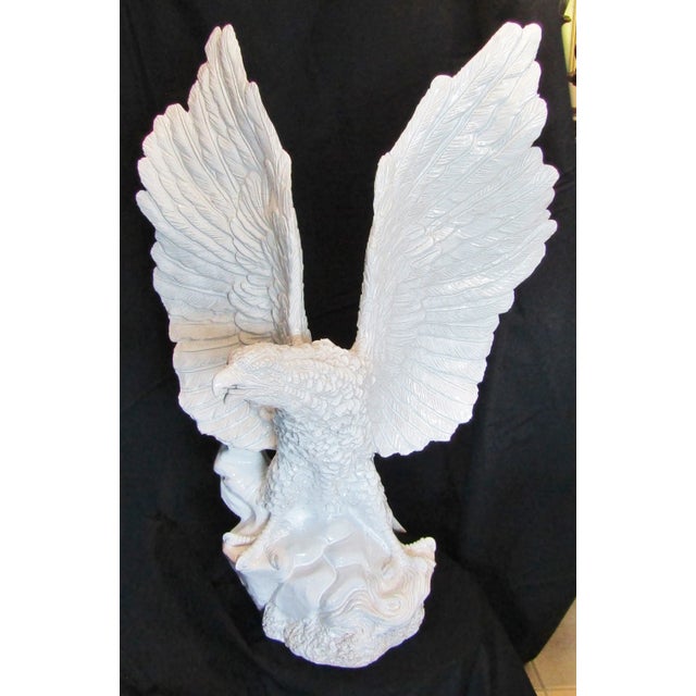 Italian Monumental Italian White Glazed Terra Cotta Eagle Sculpture Circa 1960s For Sale - Image 3 of 17