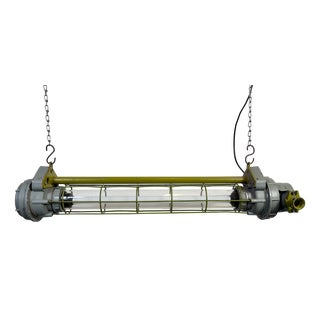 Soviet Industrial Grey Hanging Tube Light, 1970s For Sale