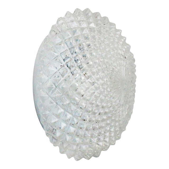 Mid-Century Round Clear Glass Sconces Flush Mount For Sale