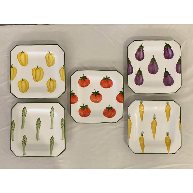 Late 20th Century Italian Assorted Salad Plates Set of 5 Vegetable Plates For Sale - Image 9 of 9