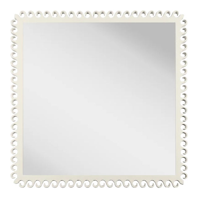 Fleur Home Carnival Gras Square Mirror in Swiss Coffee, 27x27 For Sale