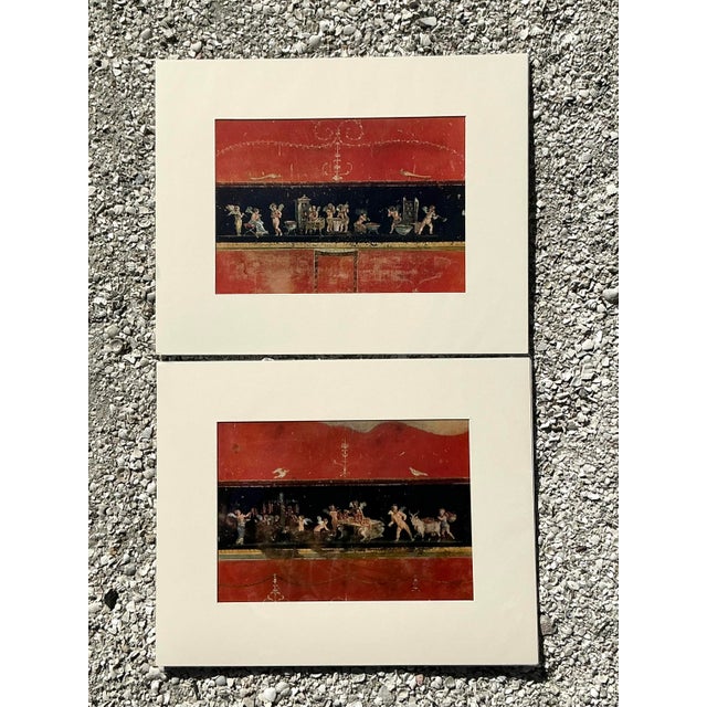 Neoclassical Vintage Italian Pompeii Fresco Original Prints - Set of 2 For Sale - Image 3 of 10