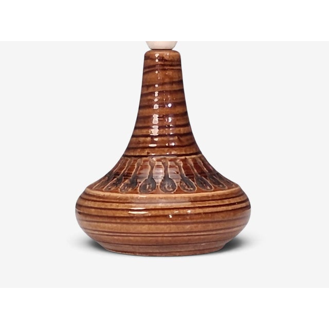 1960s Mid-Century Modern Arne Finne Nielsen, Table Lamp, Brown Glazed Stoneware For Sale In New York - Image 6 of 10