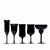 Black stemmed decorative glasses, group of 9. A glamorous, curated, decorative group of black-stemmed glasses from the mid...