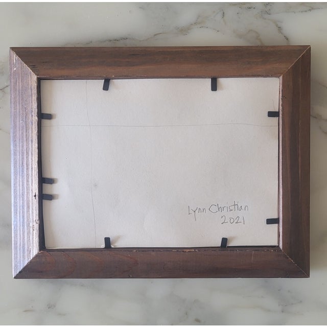 " Tiny Blue Abstract" is a contemporary abstract, pencil Drawing 2021 by Lynn Christian. It is set within a beautiful...