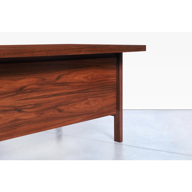 Wine 1960s Danish Modern Rosewood L-Shaped Desk by Arne Vodder for h.p. Hansen For Sale - Image 8 of 12
