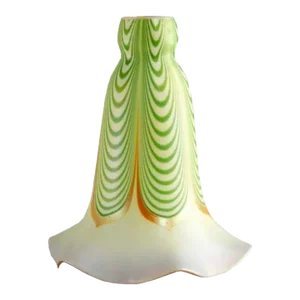 American Steuben Glass Green Drag Loop Lily Lamp Shade