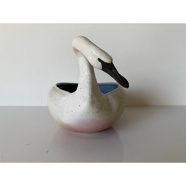 Charming 1980’s vintage handmade ceramic swan bowl or planter, crafted in a sculptural studio pottery style. This unique...