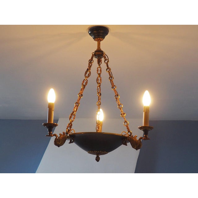 Vintage French Empire Bronze Chandelier, 1980s For Sale - Image 11 of 11