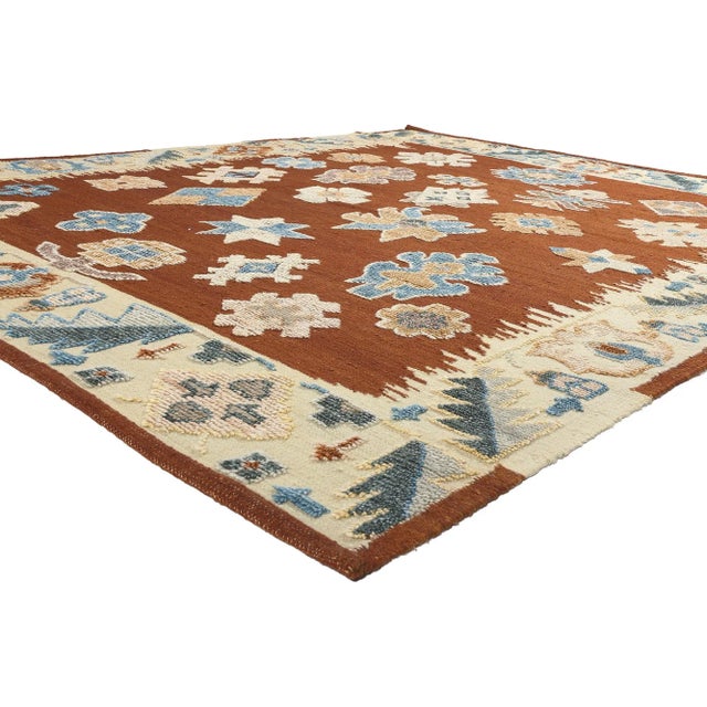 30895 High-Low Textured Oushak Rug, 08'04 x 10'05. Presenting an exquisite high and low textured Oushak rug that embodies...