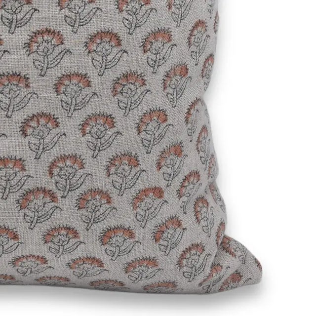 FabDivine Artisan Block Print Throw Pillow Cover 14x20 Inch Thick Linen-Juju Flower For Sale - Image 4 of 5